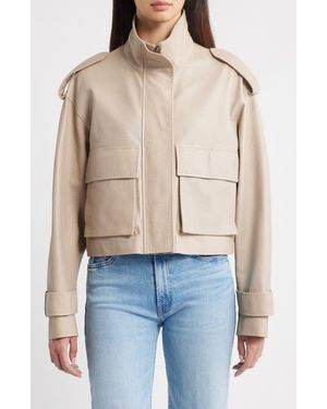 Fleurette Maeve Crop Leather Moto Jacket (Nordstrom Exclusive) - Blue