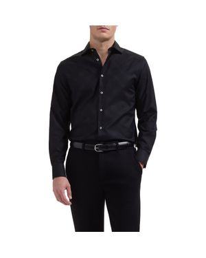 Bugatchi Axel Shaped Fit Stretch Cotton Button-Up Shirt - Black