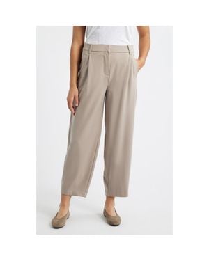 Wit & Wisdom Ultra Skyrise Pleated Relaxed Barrel Leg Ankle Pants - Natural