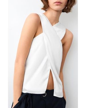 MANGO TEEN Flowy Crossover Sleeveless Top - White