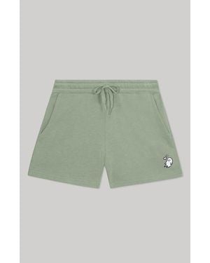 Alix Heartly Ghost Midweight Washed Fleece Shorts - Green