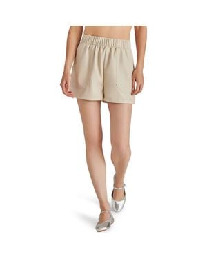 Steve Madden Faux The Record Faux Leather Shorts - Natural