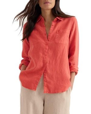 Seasalt Cornwall Hazel Branch Linen Button-Up Shirt - Red
