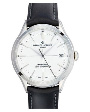Baume & Mercier Clifton Baumatic Leather Strap Watch, 40Mm - Black