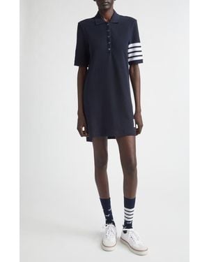Thom Browne 4-Bar Cotton Piqué Polo Dress - Black