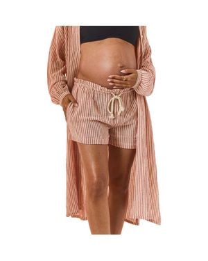 HATCH The Bungalow Striped Beach Short - Brown
