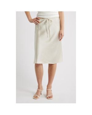 Open Edit Drawstring Satin Skirt - Natural