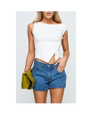 Princess Polly Saratoga Low Rise Relaxed Denim Shorts - Blue