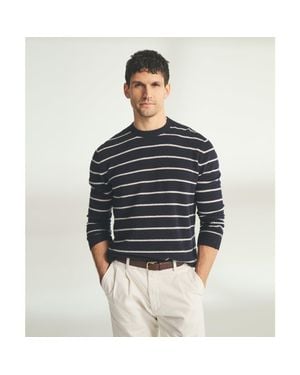 NAADAM Lightweight Cashmere Striped Crewneck - Blue