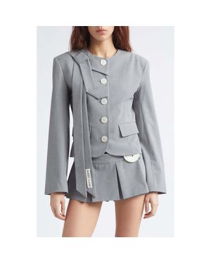 Sandy Liang Briar Tie Stretch Suiting Jacket - Gray