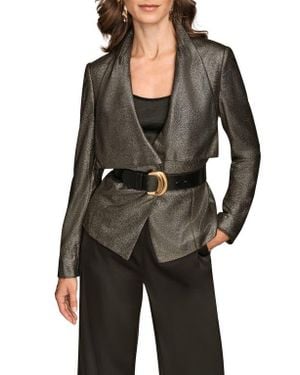 Donna Karan Metallic Belted Jacket - Black