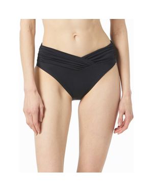 MICHAEL Michael Kors Shirred High Leg Bikini Bottom - Multicolor