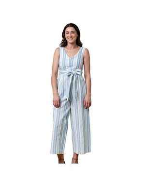 Hope & Henry Tie-Waist Wide Leg Jumpsuit - Blue