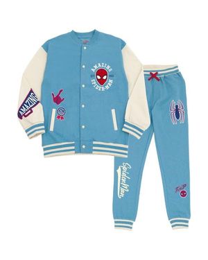 Marvel Spider- Fleece Varsity Jacket And Pants Set - Blue