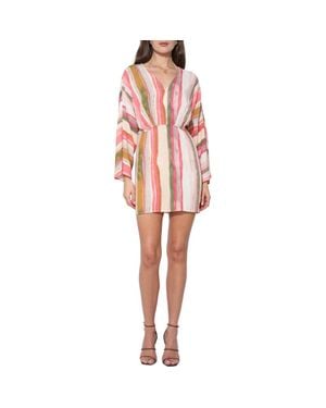 Adelyn Rae Julianna Stripe Long Sleeve Minidress - Red