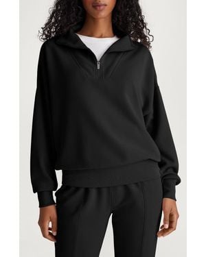 Tommy John Luxe Traveler Knit Quarter Zip Pullover - Black