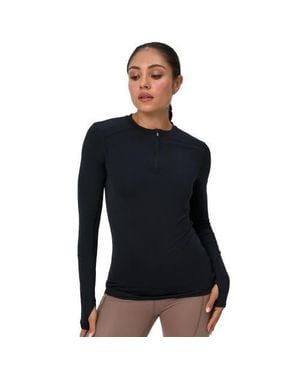 BloqUV Performance Quarter Zip Long Sleeve Crew Shirt - Black