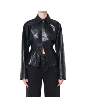 Agolde Devon Faux Leather Shirt - Black