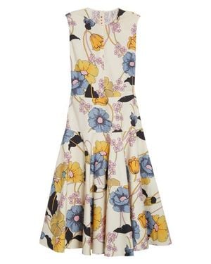 Marni Low Waist Flared Midi Dress - White