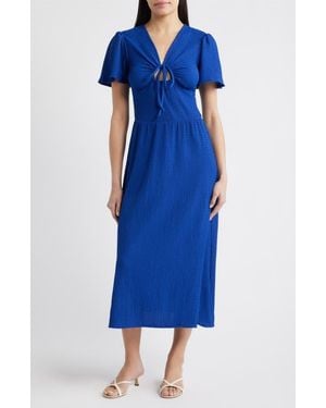 Loveappella Keyhole Midi Dress - Blue