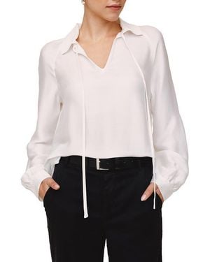 Bella Dahl Tie Neck Raglan Top - White