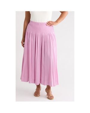 Treasure & Bond Pleated Linen Blend Maxi Skirt - Pink