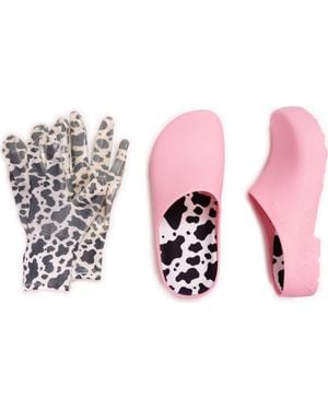Muk Luks Garden Clog And Glove Set - Pink