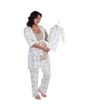 Everly Grey Analise During & After 5-Piece Maternity/Nursing Sleep Set For Mom & Baby - Multicolor