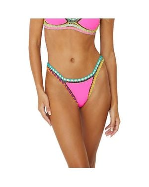 PQ Swim Colorful Whipstitch Trim Bikini Bottoms - Pink