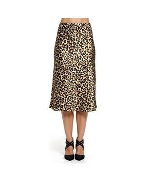 Modenaire Bias Cut Satin Midi Skirt - Natural