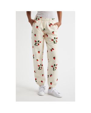 Melody Ehsani Strawberry Print Cotton Sweatpants - Natural