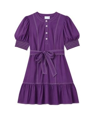 Cartolina Nantucket Bonnie Cotton Poplin Mini Dress - Purple