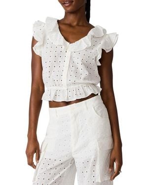 Steve Madden Mayra Cotton Eyelet Top - White