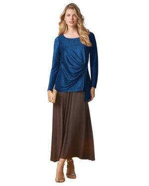 Jessica London Shimmery Side Gathered Tunic - Blue