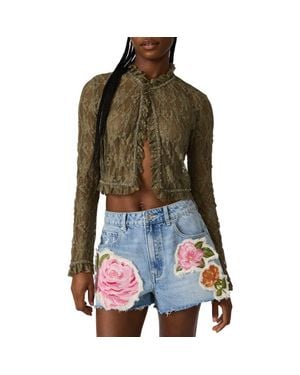 Steve Madden Linden Lace Crop Top - Green