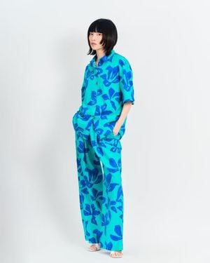 Lost Pattern Tropical Bliss Oversized Hawaii Shirt - Blue