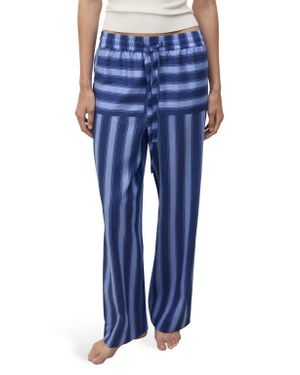 Mango Stripe Wide Leg Pajama Pants - Blue