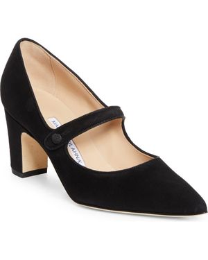 Manolo Blahnik Campariba Pointed Toe Mary Jane Pump - Black