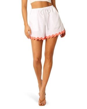 Petal & Pup Harry Rickrack Trim Cotton & Linen Drawstring Shorts - White