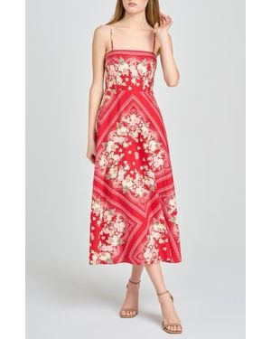 Wayf Josefina Floral Midi Dress - Red