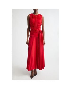 Brandon Maxwell The Isadora Draped Jersey Maxi Dress - Red