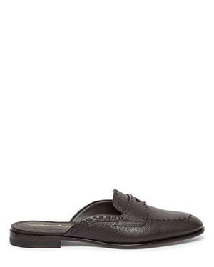 Santoni Granato Leather Mule - Brown