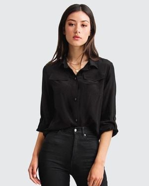 Belle & Bloom Eclipse Rolled Sleeve Blouse - Black