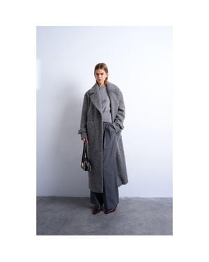 TOPSHOP Chuck On Longline Brushed Coat - Blue