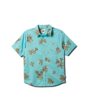 Quiksilver Habitats Classic Short Sleeve Button-Up Shirt - Blue