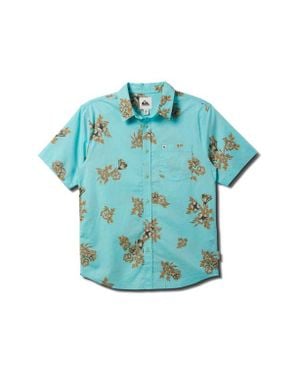 Quiksilver Habitats Classic Short Sleeve Button-Up Shirt - Blue