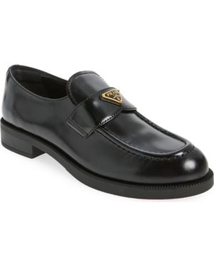 Prada Brushed Leather Loafer - Black