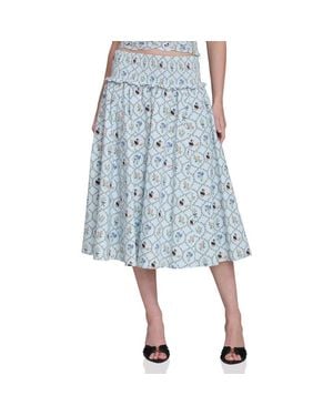 Avec Les Filles Smocked Circle Skirt - Blue