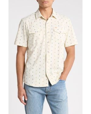 Seager Co. El Ranchero Neat Medallion Short Sleeve Stretch Snap-Up Western Shirt - Natural