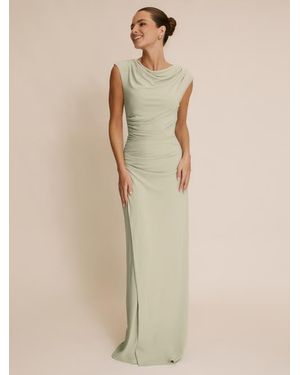 Six Stories Cowl Gathered Short Sleeve Bridesmaid - Natural